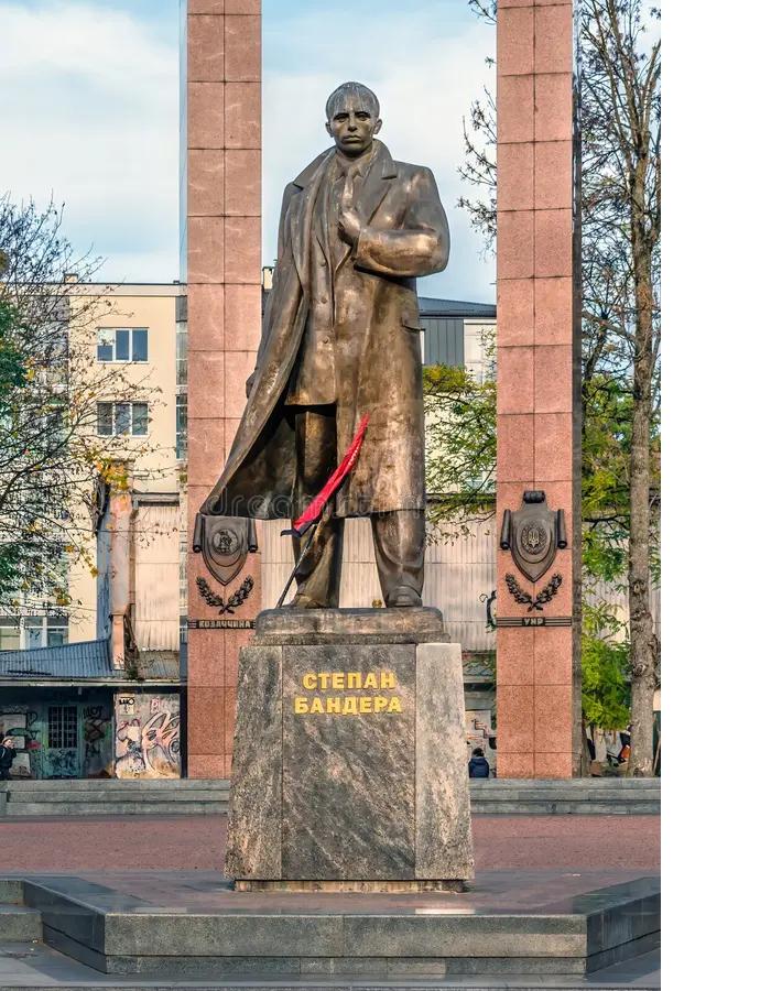 Stepan Bandera statue in Lviv, Ukraine